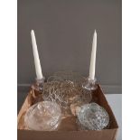 4 Glass Dressing Table Pieces & Cut Glass Bowl