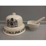 Cheese Dish, Butter Stand, Pestle & Mortar & Pig Money Box