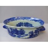 Victorian Blue & White Oval Planter L41cm x W24cm