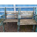 4 Cast/Metal Green Garden Seats (Distressed)