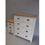 Painted Chest Of Drawers & Bedside Cabinet (Oak Furniture Land) H92cm x W80cm x D40cm