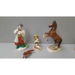 China Horse Figure, Russian Figurine, Collection Of Thimbles, Small Beswick Fox Etc