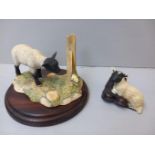 Border Fine Arts - Black Faced Lamb & Boots A0171 & Lamb & Butterfly FE14B On Wooden Base