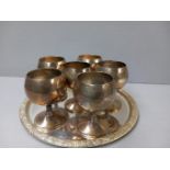 Plated Tray & 6 Wine Goblets