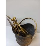 Brass Coal Pail & Companion Set