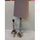 2 Wood Painted Table Lamps