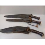 3 Large Military Knives With Sheaths