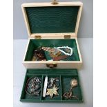 Jewellery Box, Brooches, Wrist Watch Etc