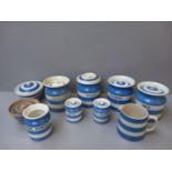 10 Pc Cornish Ware - Kitchen Lidded Jars (Slight Damage)