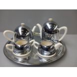 5 Pc Plated Tea Service On Tray