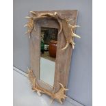 Pine Wall Mirror - Antlers H112cm x W60cm