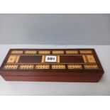 Playing Cards & Counters In Mahogany Inlaid Box
