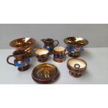 8Pc Copper Lustre & Royal Doulton Jugs, Bowls Etc