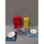 2 Royal Scot Crystal Wine Glasses In Box, Vase In Box, Fruit Bowl, 2 Aynsley China Pin Trays