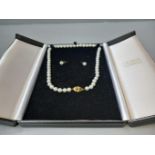 Pearl Necklace & Matching Earrings In Case