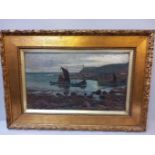 Oil On Canvas In Gilt Frame - Harbour Scene
