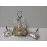 Box Plated Cruet Set, 2 Plated Cigarette Boxes