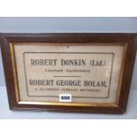 Robert Donkin Limited, Licensed Auctioneers - C/O Robert George Bolam, Rothbury Advertising Poster I