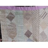 Cream Pattern Patchwork Quilt (Marked) 234cm x 188cm