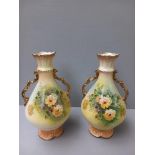 2 Royal Devon Painted Mantel Vases