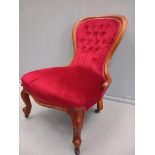 Mahogany Red Button Back Lounge Chair