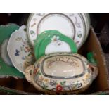 Box Assorted Dinner Plates, Tureen, Cake Stand Etc
