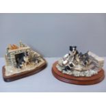 2 Border Fine Arts Jock's Pride JH5 & Spilt Milk JH99 On Wooden Bases (Some Damage)