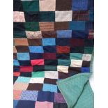 Green Patchwork Quilt 140cm x162cm )Damaged & Marked)