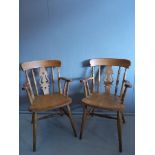 2 Beech Carver Chairs