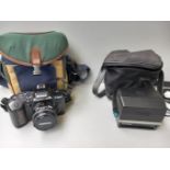 2 Cameras In Canvas Case & 2 Pairs Binoculars In Cases