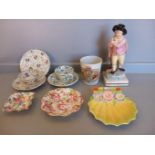 2 Miniature Cups & Saucers, Engraved Coronation Beaker George V 1911, Pin Trays, Figurine Etc