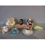 Box Including Antique Figural Cheroot/Cigarello Holder, Girl Figurine, 2 Miniature Cups & Saucers, T