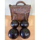 4 Bowling Woods In Leather Bag