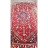Red Patterned Shiraz Wool Rug L255cm x W162cm