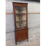Mahogany Inlaid Glazed Corner Cabinet H184cm x W68cm