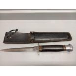 Sheffield Steel Knife In Leather Sheath & Plated Dagger