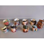 9 Assorted Miniature Toby Jugs Etc