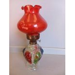Coloured Glass Paraffin Lamp