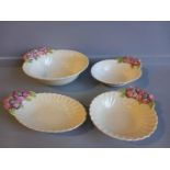 4 Royal Staffordshire Clarice Cliff Dishes & Clarice Cliff Pink Water Lily Bowl
