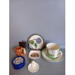 Box Including Davenport Hunting Scenes Cup & Saucer (A/F), Wade Pin Tray, Hornsea Jug, Hip Flask, Pl