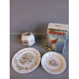 2 Royal Albert Beatrix Potter Plates, Wedgwood Beatrix Potter Money Box & Wedgwood Rupert The Bear M