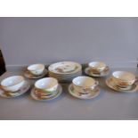 6 Person Japanese Tea Service (Geisha Face In Cups) - Slight Damage On Cup