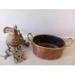 Brass Hanging Bird Incense Burner & Copper 2 Handled Pan