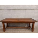 Oak 2 Drawer Kitchen Table H76cm x L228cm x W85cm