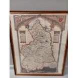 2 Framed Maps Of Northumberland & British Isles