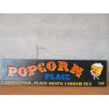 Wooden 'Popcorn Place' Sign
