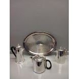 4Pc Plated Tea Service On Tray