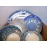 Box Including 'Washington Pottery' Dinnerware, Cetem Ware Bowl, Blue & White Meat Plate Etc