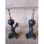 Late 1800's - Early 1900's Wrought Iron Fire Dogs