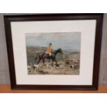 Hunting Print In Frame Signed By A G Haigh (1925) H64cm x W77cm
